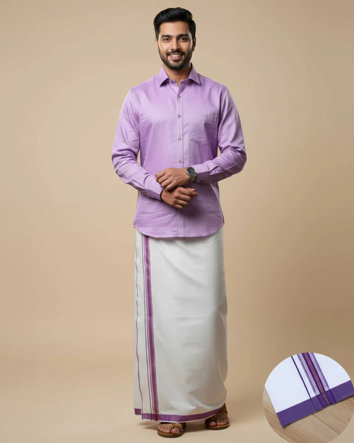 Light Purple Shirt & Dhoti Set